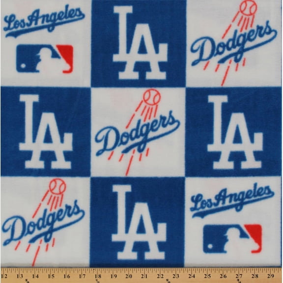 Fleece Los Angeles Dodgers Square MLB Baseball Fleece Fabric Print by the Yard s6691bf