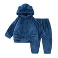 thumbnail image 1 of Fleece Loungewear for Toddler Baby Boy Girl Winter Warm Pajamas Set Bear Hooded Sweatshirt Pullover Top and Pants 1-7Y, 1 of 7