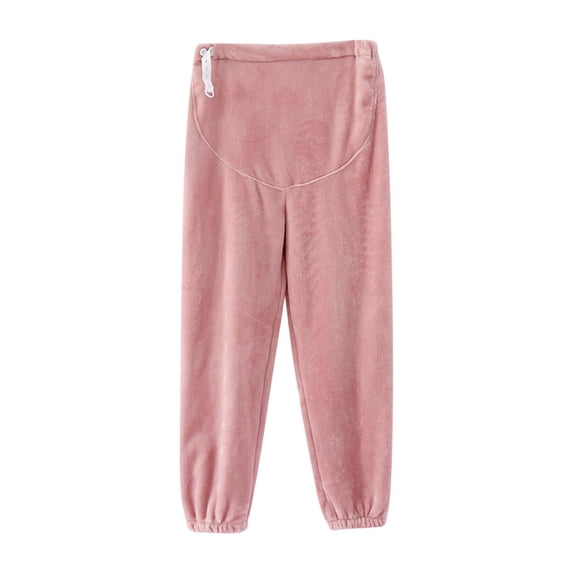 Fleece Maternity Trousers 2026, Women's Pregnancy Pants Over Bump Pregnant Ladies Casual Joggers with Adjustable Waistband Thick Velvet Cozy Pajama Bottoms Stretchy Comfortable Sweatpants