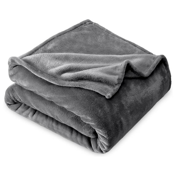 Fleece Microplush Blanket - Extra Long - Lightweight Throw for Bed, Sofa, Couch, Movie Night, Camping, and Travel - Ultra Soft Warm Blanket (Twin/Twin XL, Grey)