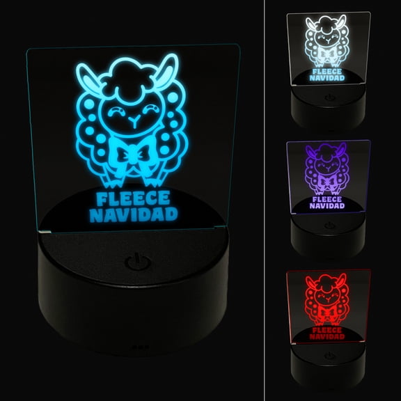 Fleece Navidad Christmas Sheep LED Night Light Sign 3D Illusion Desk Nightstand Lamp
