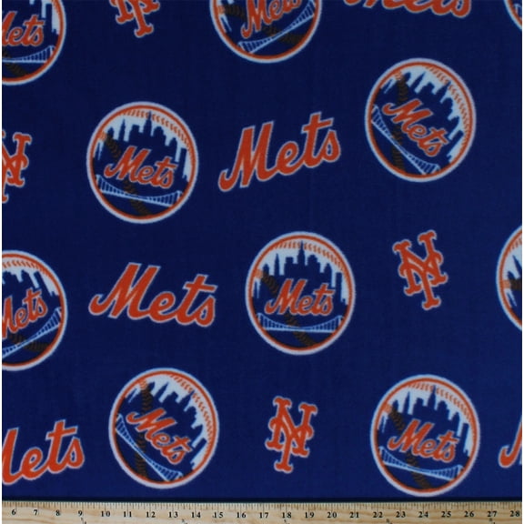 Fleece New York Mets Blue MLB Baseball Fleece Fabric Print by the yard (s6674bf)