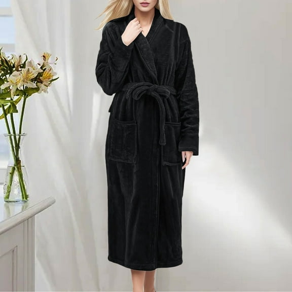 Nightgown for Women Long Sleeve Fuzzy Dress for Women Warm Pajamas Womens Robes Long Womens Flannel Pajamas