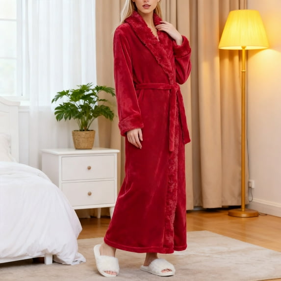 Nightgown for Women Long Sleeve Fuzzy Lounge Set Women Winter Nightgowns Womens Robes Flannel Nightgown Women