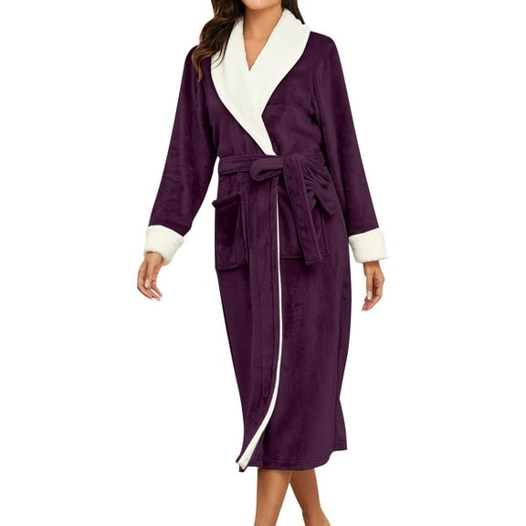 Fleece Nightgown for Women Long Sleeve Fuzzy Robes for Women Long Warm Robe Womens Robes Long Womens Flannel Pajamas