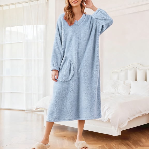 Nightgown for Women Long Sleeve House Coat Women Warm Robes Womens Robes Long Ladies Robe