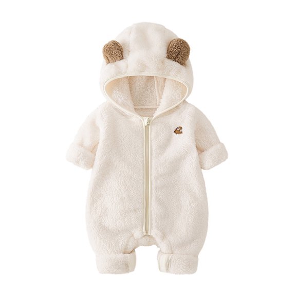 Onesie Baby White Onesies Long Sleeve Zipper Bear Ear Hooded Romper Baby Snow Suit 0-3 Months Onesies