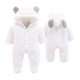 thumbnail image 1 of Onesie Baby White Onesie Baby Girl Long Sleeve Button down Hooded Jumpsuit Romper with Bear Ears Warm Baby Boy Clothes Baby Girl Clothes 0-3 Months, 1 of 9