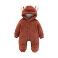 thumbnail image 1 of Toddler Onesie Baby Coffee Onesies Long Sleeve Button down Jumpsuit Bear Ears Hooded Warm Baby Boy Clothes Cute Baby Boy Clothes 7-9 months, 1 of 3