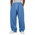 thumbnail image 1 of Men's Wide Leg Sweatpants Baggy Casual Drawstring Waist Joggers Lounge Sweat Pants Fall Winter Clothes, 1 of 4