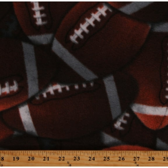 Fleece Packed Footballs Allover Sports All About Football Brown Fleece Fabric Print by the Yard (DT-6192-MA-1)