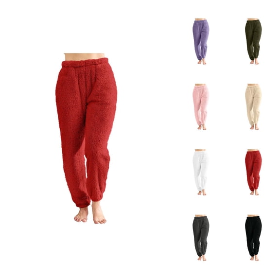 Pajama Pants Women 2026 Winter Comfort Thermal Fuzzy Pj Pants Long Lounge Bottoms with Pockets Sleepwear