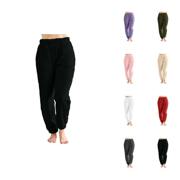 Pajama Pants Women 2026 Winter Comfort Thermal Fuzzy Pj Pants Long Lounge Bottoms with Pockets Sleepwear