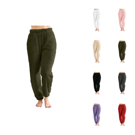 Pajama Pants Women 2026 Winter Soft Thermal Fuzzy Pj Pants Long Lounge Bottoms with Pockets Sleepwear