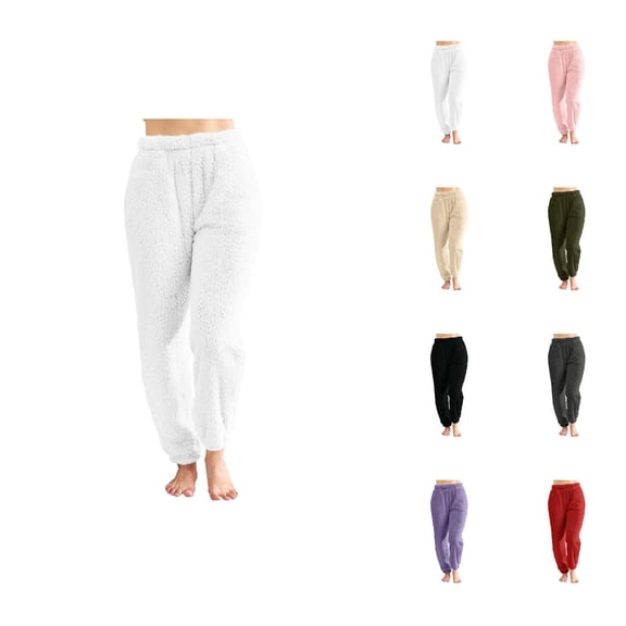 Pajama Pants Women 2026 Winter Soft Thermal Fuzzy Pj Pants Long Lounge Bottoms with Pockets Sleepwear
