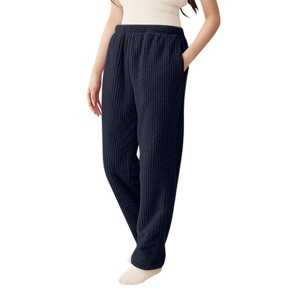 Pajama Pants Women Elastic Waist Womens Lounge Pants Navy Pajama Pants Women with Pockets Holiday Pajama Pants