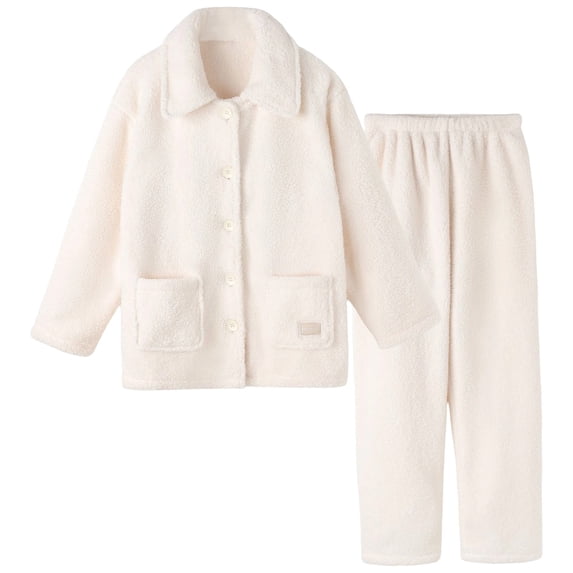 Fleece Pajama Pants Women Long Sleeve Zip Up Jackets Pants Set Loungewear Sets Woman Womens Pjs Sets Winter
