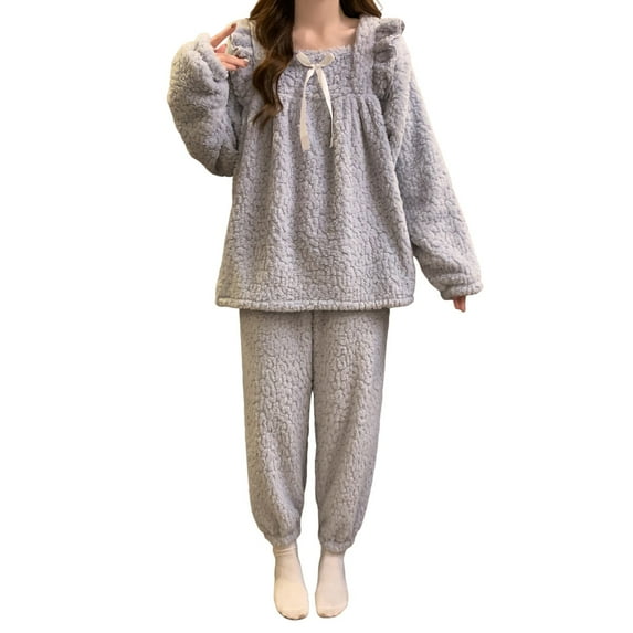 Pajama Set Long Sleeve Cozy Lounge Sleepwear and Pants Two Piece Women Pajama Sets Winter