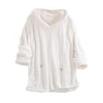 thumbnail image 1 of Fleece Pajamas Pullover Tops for Women Fluffy Fleece Lounge Sleepwear Blouse Tops Plus Size, 1 of 5