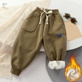 thumbnail image 1 of Fleece Pants Boys 14-16 Girls Fleece Lined Jeans Pants Winter Wide Leg Denim Pant High Waist Elastic Band Casual with Pockets Kids 8-14Y, 1 of 4