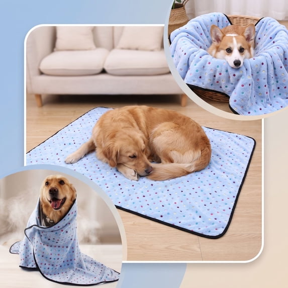 Fleece Pet Blanket Soft Warm Multi Use Dog Cat Blanket for Crate Bed Travel Car Seat Cover Indoor Outdoor Pet Supplies(L)