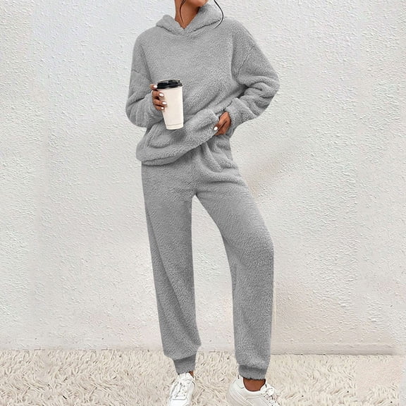 Pjs Long Sleeve Loose Loungewear Pullover Pants Two Piece Lounge Sets for Women