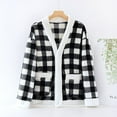 thumbnail image 1 of Fleece Plaid Jacket for Womens Button Home Wear Winter Flannel Loungewear Thickened Fuzzy Bed Coat with Pocket New Black L, 1 of 4