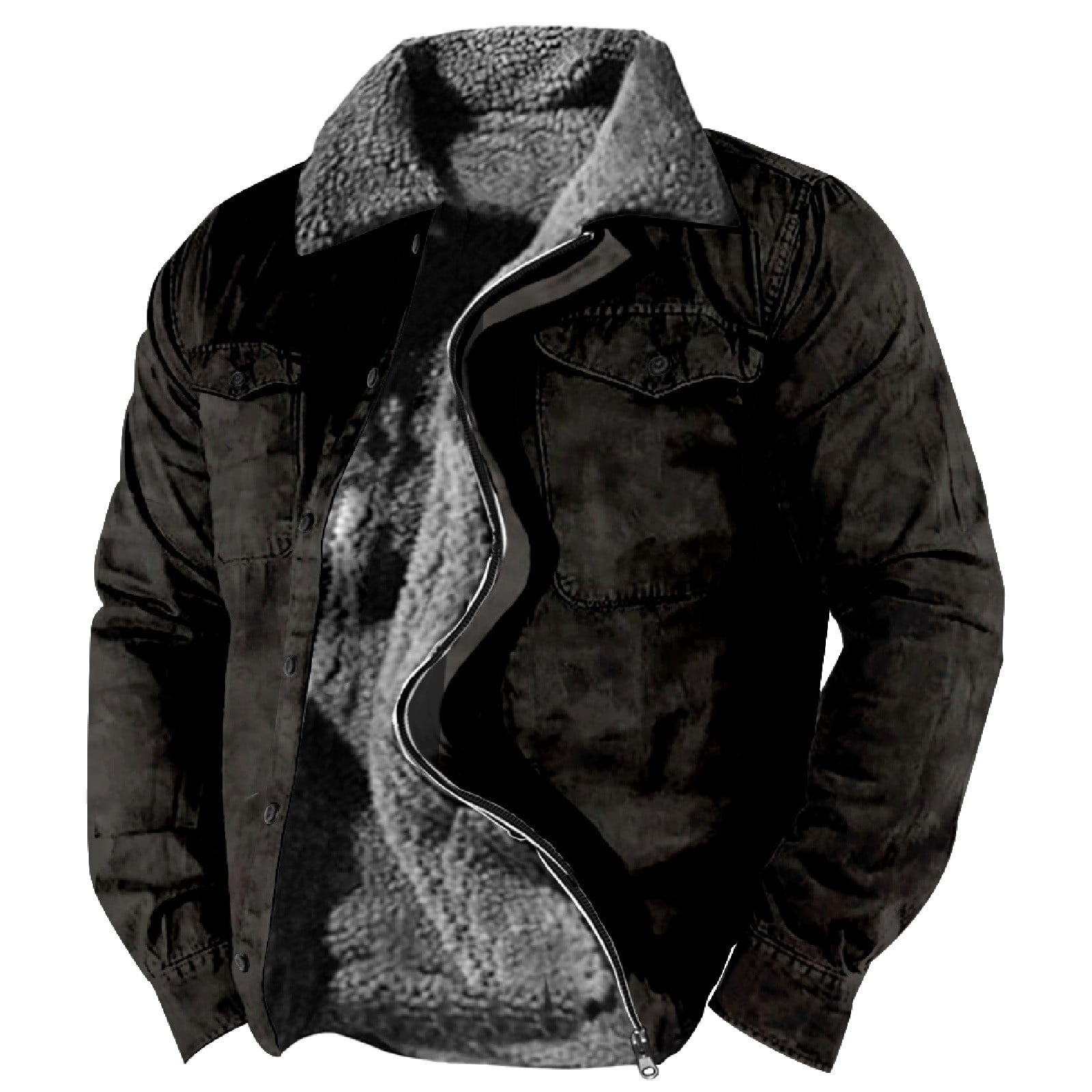 Fleece Plus Size Long Coat Men'S Warm Lined Wool Plaid Shirt Jacket