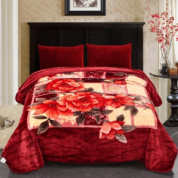 Soft Fleece Plush Blanket King Size, Korean Style Blanket for Winter 85 X 95 Inches - 9 Lbs, Single Ply