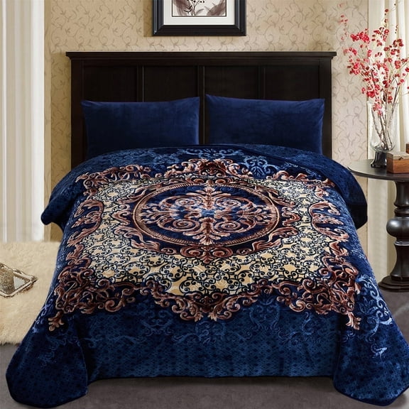Soft Fleece Plush Blanket King Size, Korean Style Blanket for Winter 85 X 95 Inches - 9 Lbs, Single Ply
