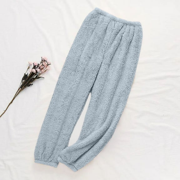 Fleece Plush Pajama Pants for Women Cozy Fuzzy Thicken Warm Pjs Pant Soft Comfy Lounge Sleepwear Trousers Fall Winter Thermal Pants Cold Weather Loungewear Clothes
