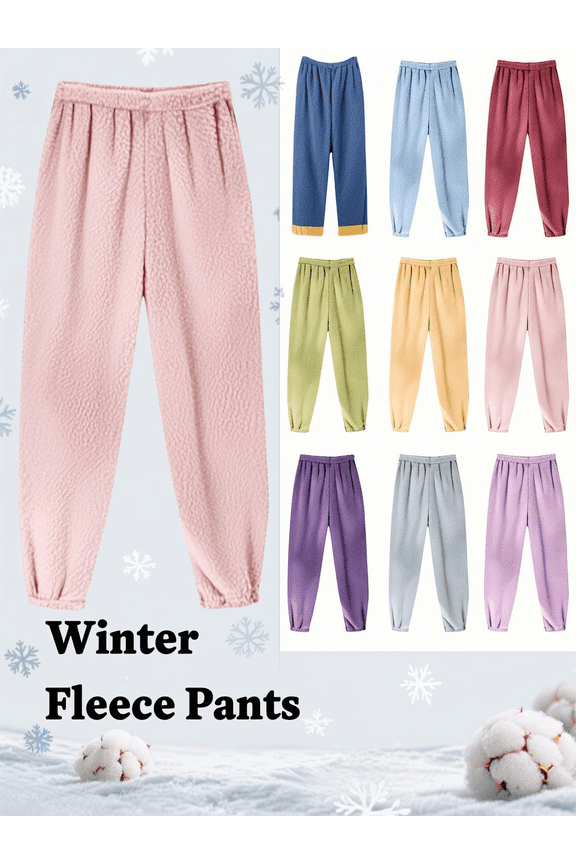 Fleece Plush Pajama Pants for Women Cozy Fuzzy Thicken Warm Pjs Pant Soft Comfy Lounge Sleepwear Trousers Fall Winter Thermal Pants Cold Weather Loungewear Clothes