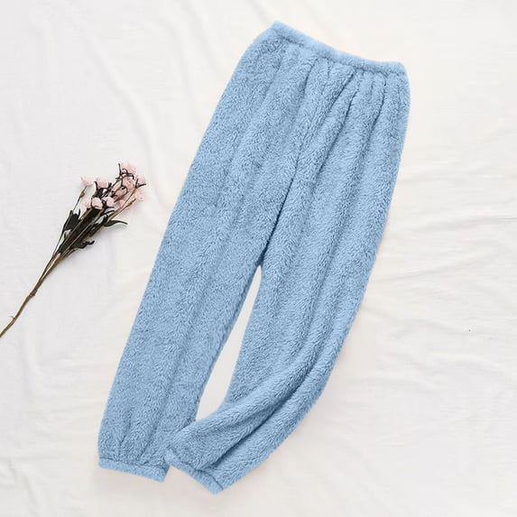 Fleece Plush Pajama Pants for Women Cozy Fuzzy Thicken Warm Pjs Pant Soft Comfy Lounge Sleepwear Trousers Fall Winter Thermal Pants Cold Weather Loungewear Clothes