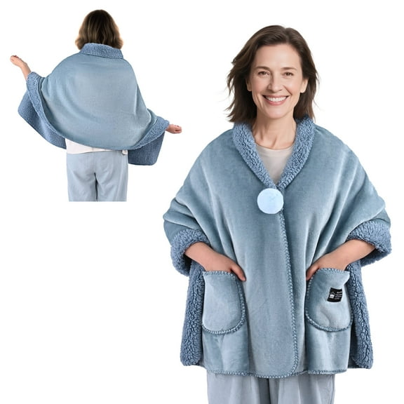 MecTo Wearable Blanket -Drape and Go No Sleeves- Lightweight Warm Wrap Shawl  - Lap Blanket -Christmas Gift for Grandma and Mom