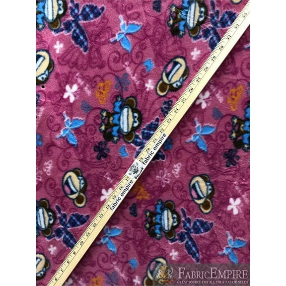 Fleece Printed Antipill Winter Fabric BOBBY JACK AND BUTTERFLIES / 58" Wide / Sold by the yard