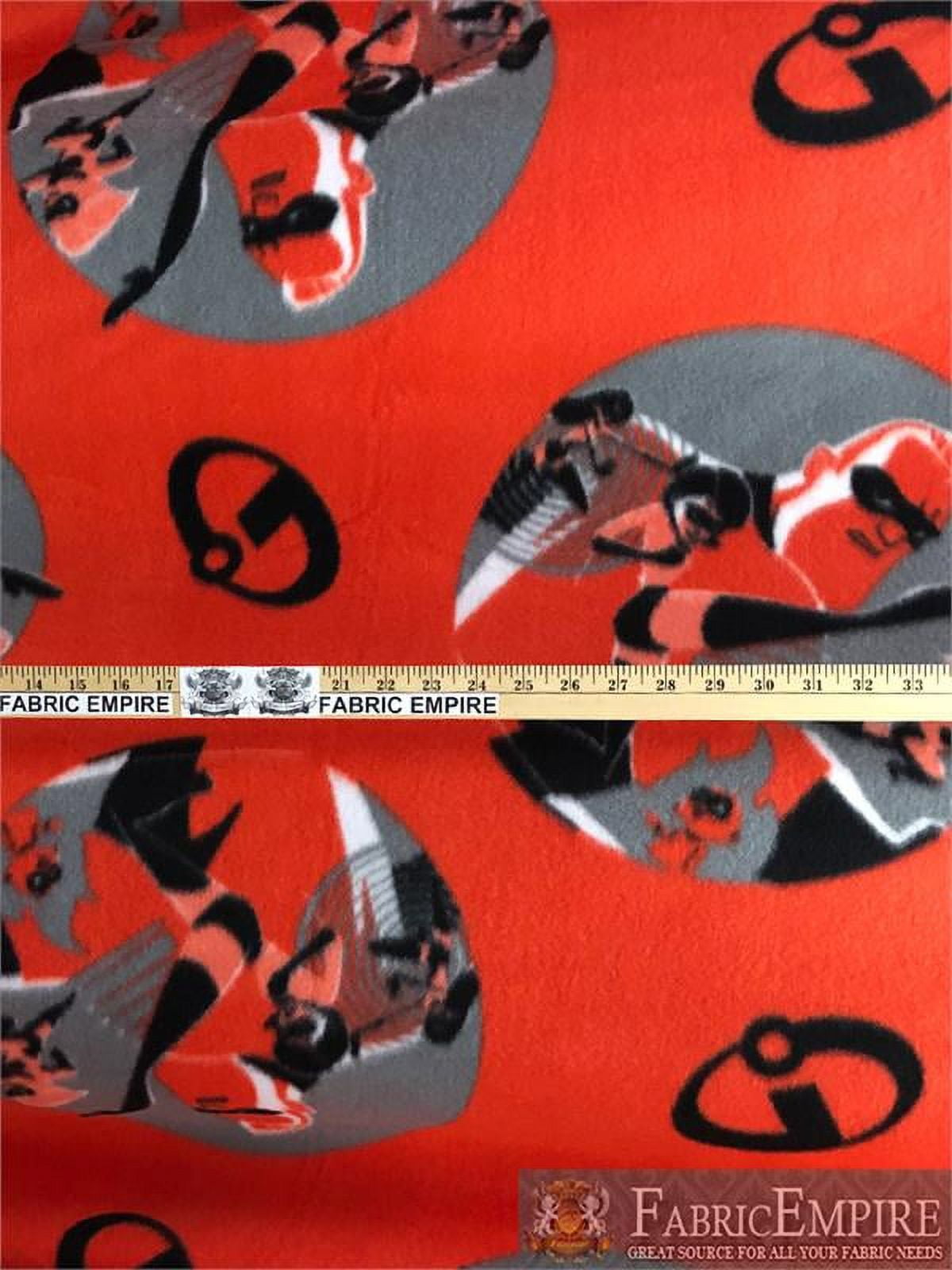Fleece Printed Antipill Winter Fabric DISNEY INCREDIBLES RED BACKGROUND / 58" Wide/ Sold by the yard