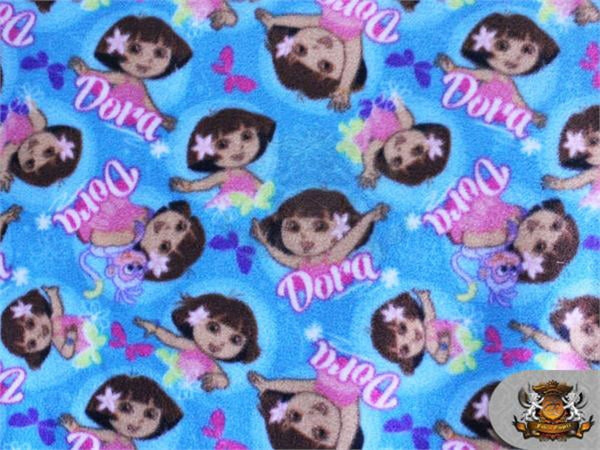 Fleece Printed Antipill Winter Fabric Dora the Explorer Butterflies / 58" Wide/ Sold by the yard N-578