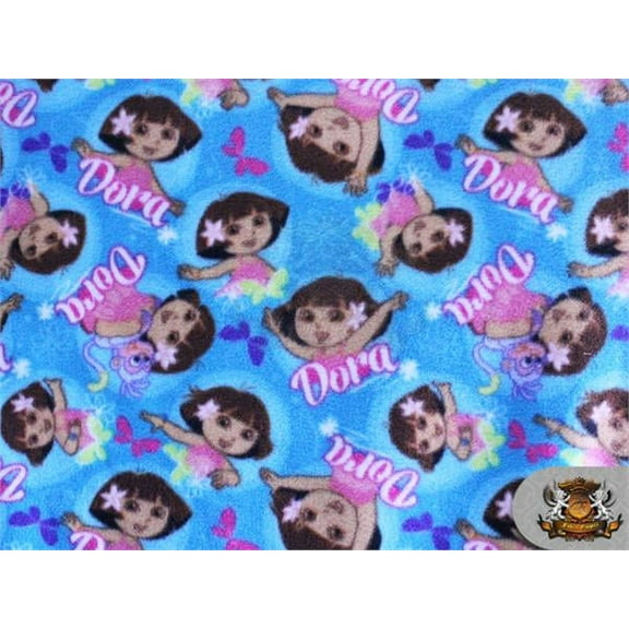 Fleece Printed Antipill Winter Fabric Dora the Explorer Butterflies / 58" Wide/ Sold by the yard N-578