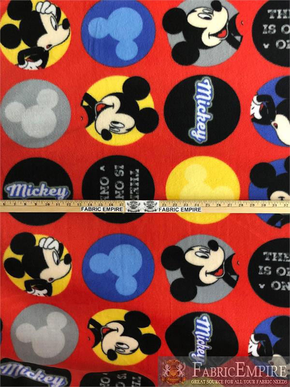 Fleece Printed Antipill Winter Fabric MICKEY MOUSE IN CIRCLES THERE IS ONLY ONE / 58" Wide / Sold by the yard