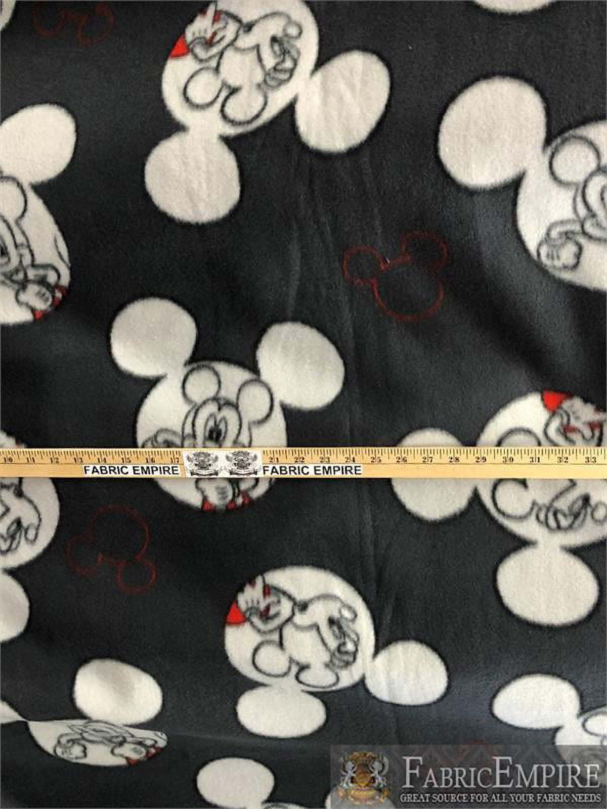 Fleece Printed Antipill Winter Fabric MICKEY MOUSE INSIDE LOGO BLACK BACKGROUND / 58" Wide / Sold by the yard