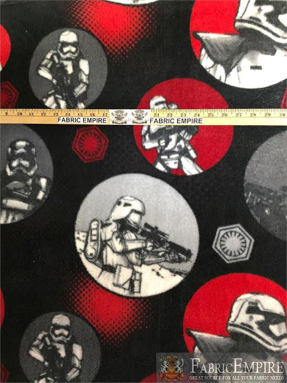 Fleece Printed Antipill Winter Fabric STAR WARS FIRST ORDER TROOPERS IN CIRCLES / 58" Wide / Sold by the yard