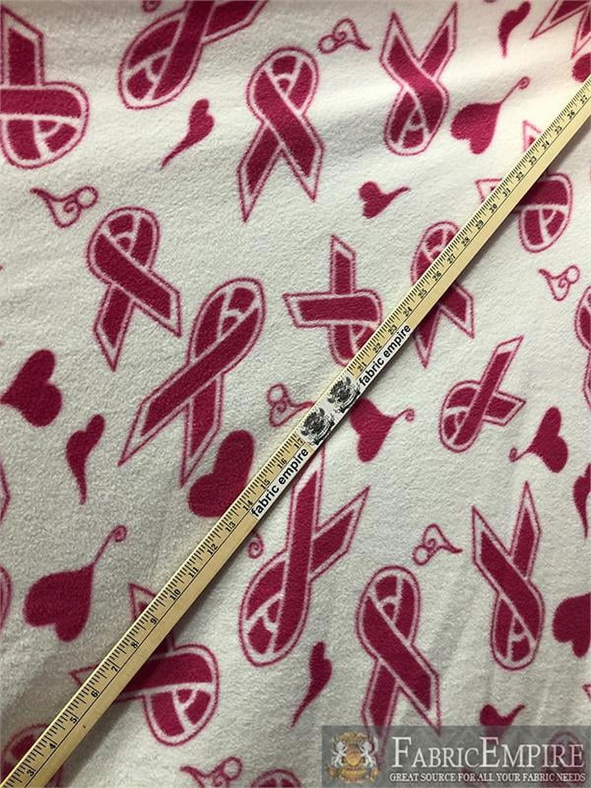 Fleece Printed *CANCER RIBBON HEART WHITE BACKGROUND* Fabric / 58 ...