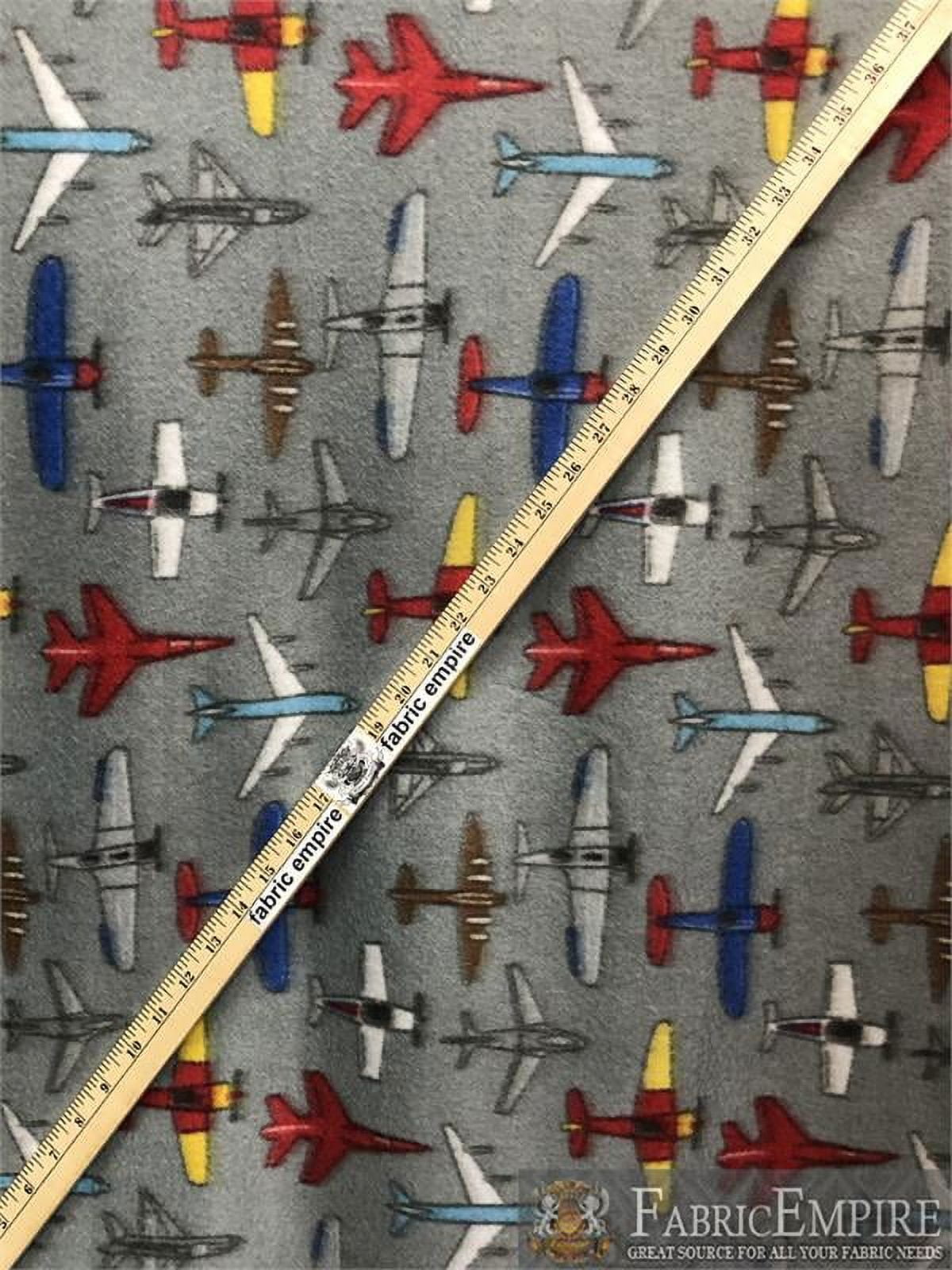 FABRIC EMPIRE Fleece Printed Fabric ASSORTED AIRPLANES ALL OVER / 58" Wide / Sold by the yard