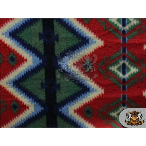 Fleece Printed Fabric AZTEC CRIMSON / 58" Wide / Sold by the yard S-482