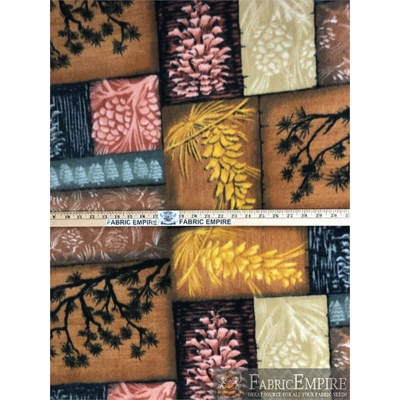 Fleece Printed Fabric FOREST PATCHWORK / 58" Wide / Sold by the yard