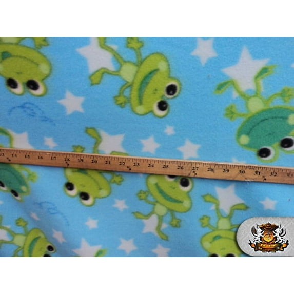 Fleece Printed Fabric ^ FROG STARS ^ / 58" Wide / Sold by the yard