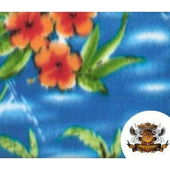 Fleece Printed Fabric Floral MultiColor Hibiscus 4 / 58" Wide / Sold by the yard S-170