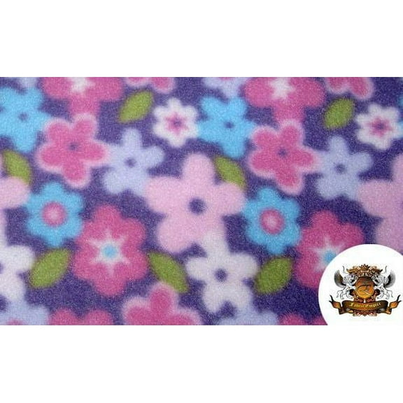 Fleece Printed Fabric Floral Pastel Flowers / 58" Wide / Sold by the yard S-171