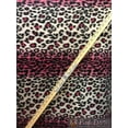 thumbnail image 1 of Fleece Printed Fabric LEOPARD BLACK SPOTS PINK STRIPES WHITE BACKGROUND / 58" Wide / Sold by the yard, 1 of 1