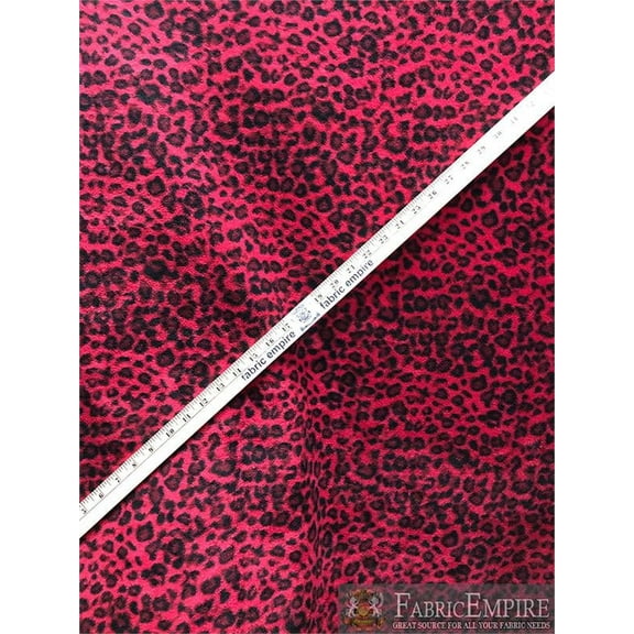 Fleece Printed Fabric LEOPARD RED / 58" Wide / Sold by the yard